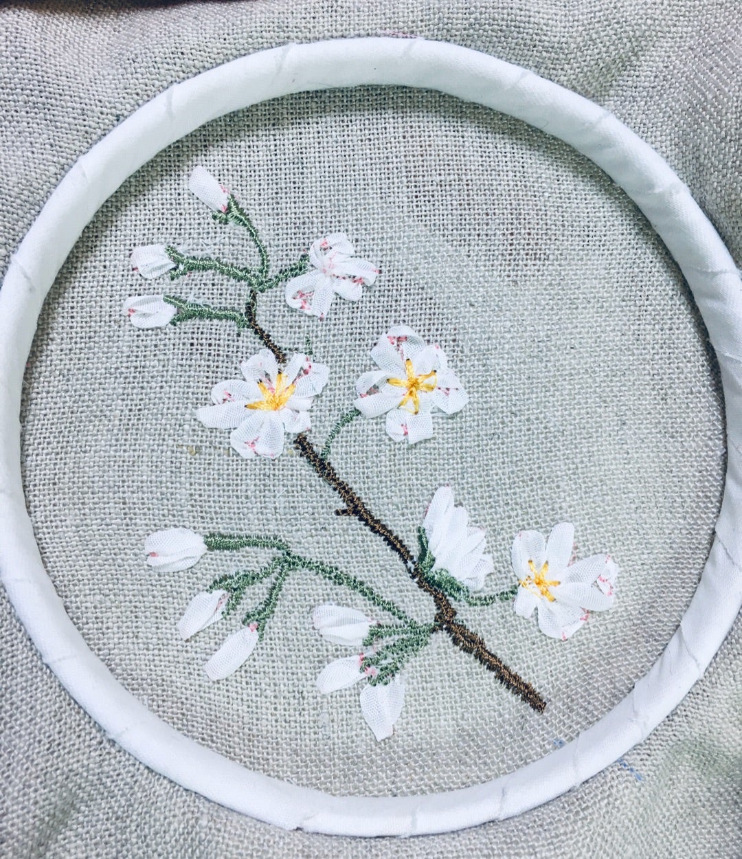 家庭用ミシンでリボン刺繍① 桜 | 自由にミシン