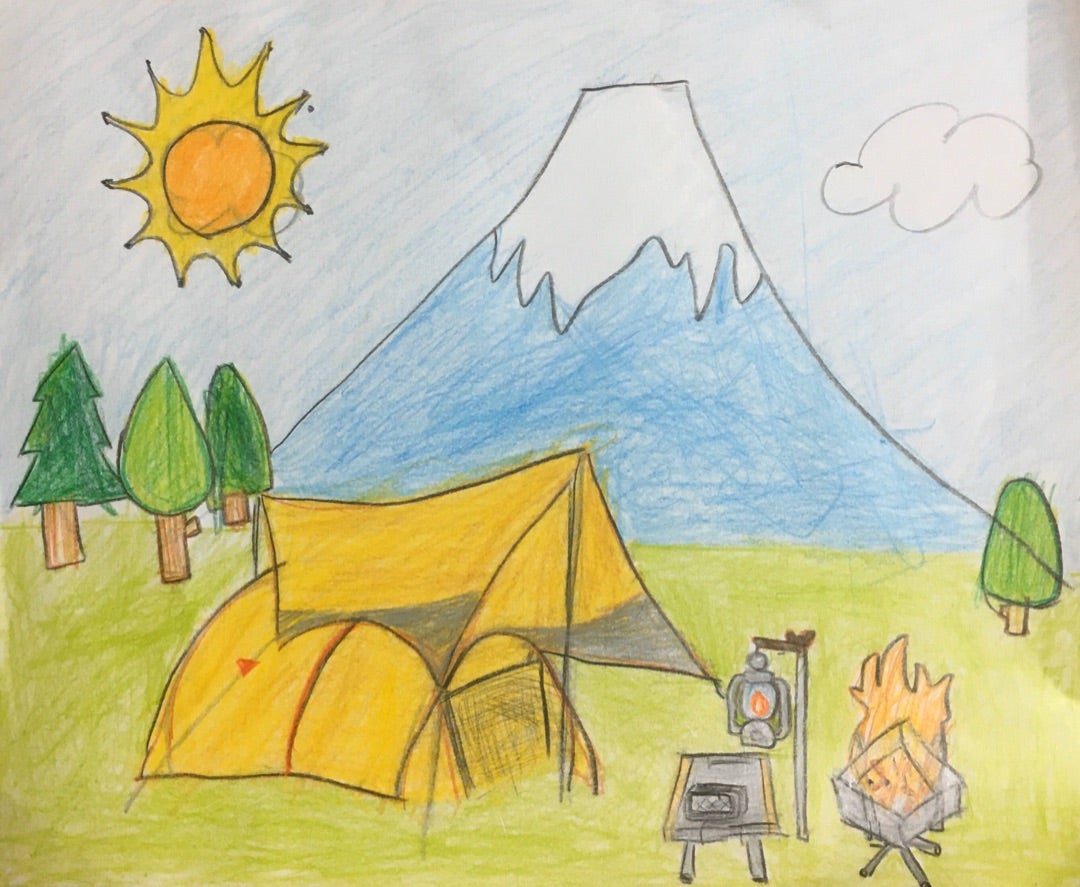 子供とキャンプ風景の絵を描きました コロナ対策 人生を上々に