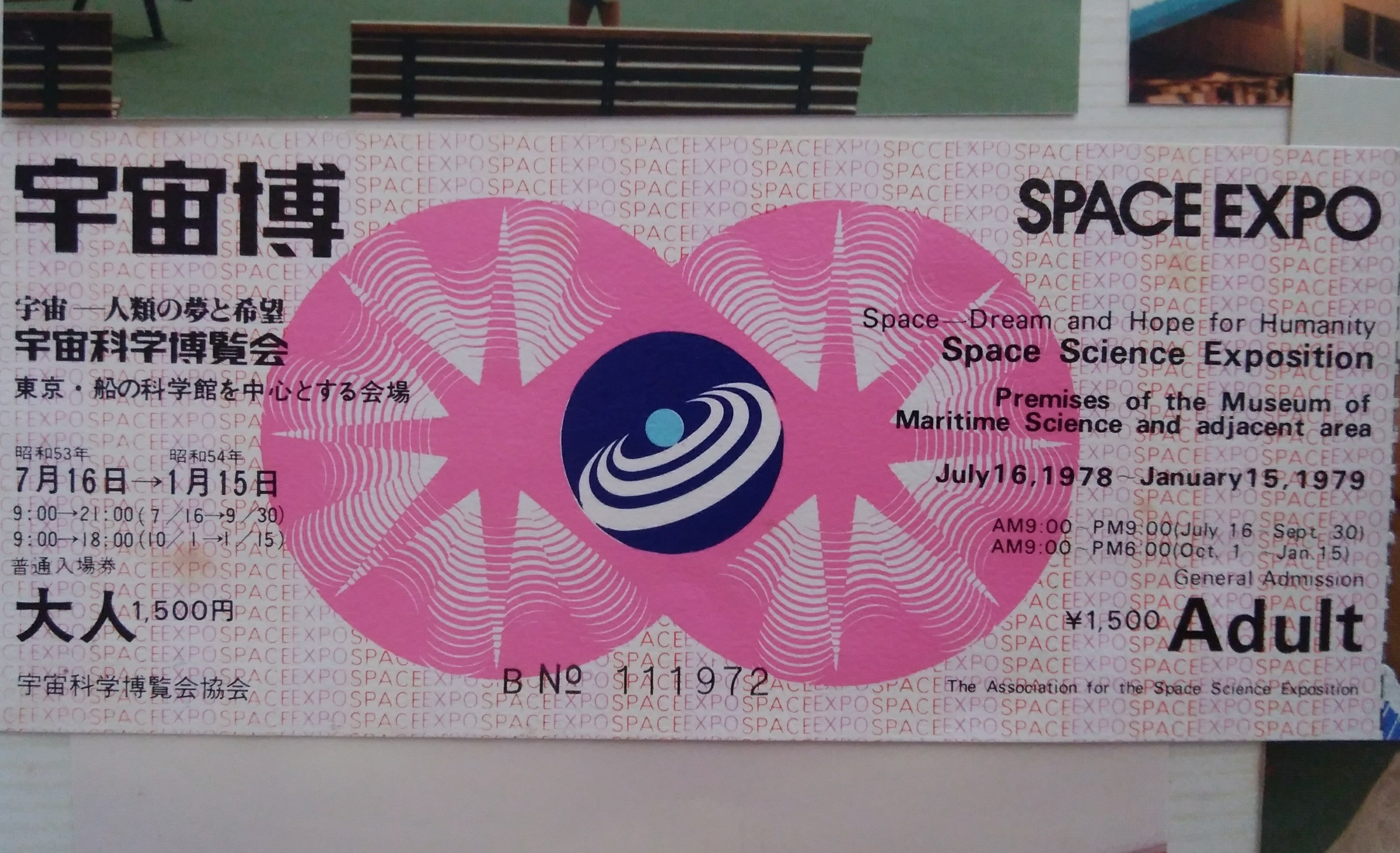 国際科学技術博覧会　昭和60年　TSUKUBA　EXPO85　普通入場券　未使用