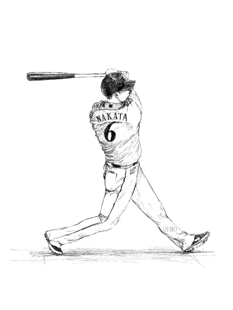 野球イラスト 中田選手 うえログ