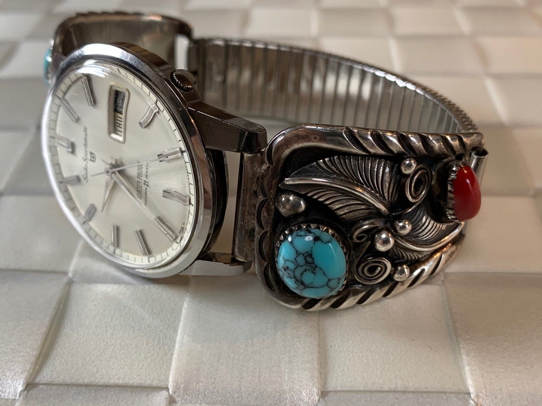 数量限定セール ナバホ 細工ベルトの時計 インディアン ジュエリー