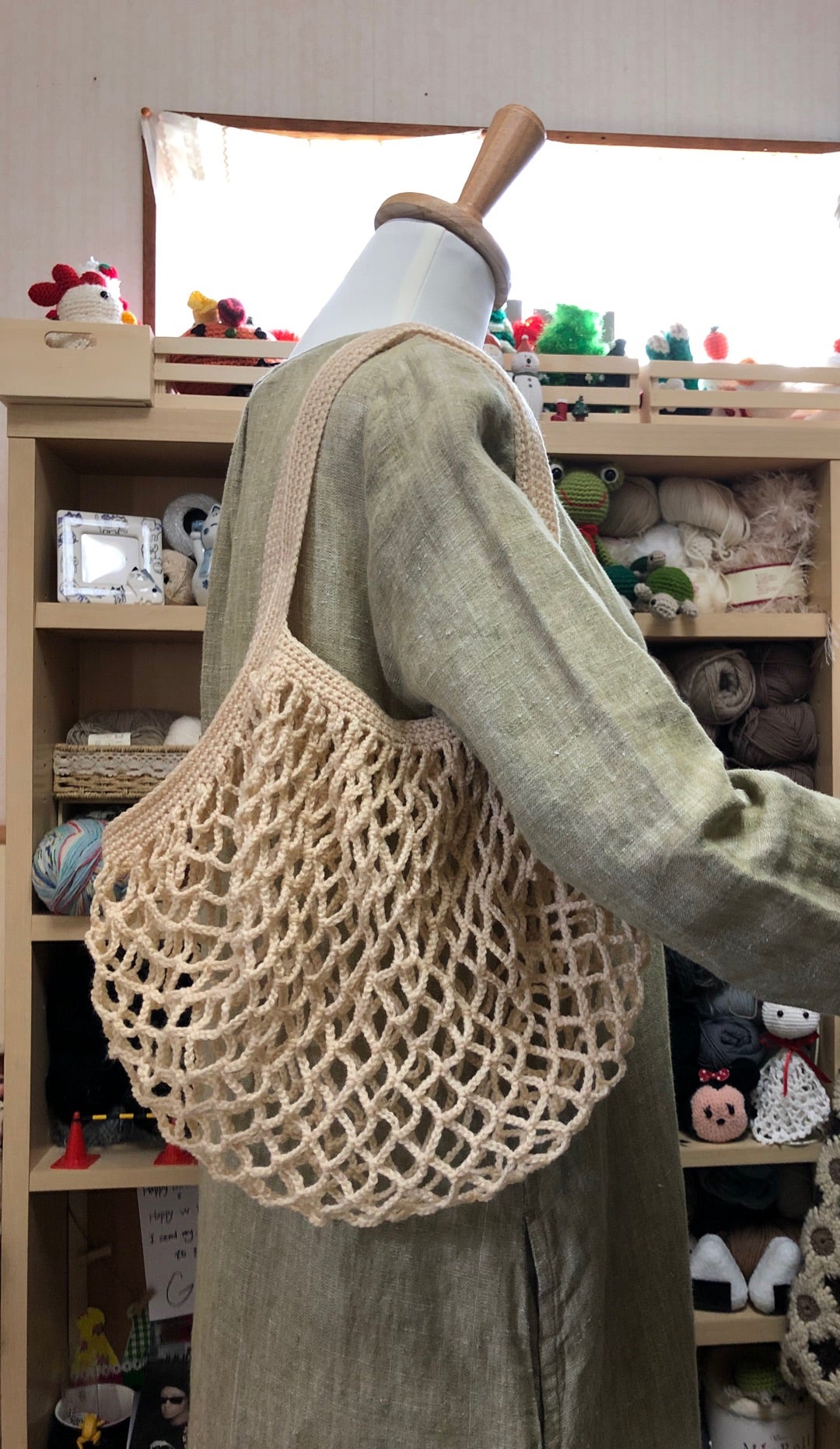 ピッコロ2玉でつくるネット編みのエコバッグ 豊川市編み物教室 手編み准師範の編み物ブログ ままちゃん