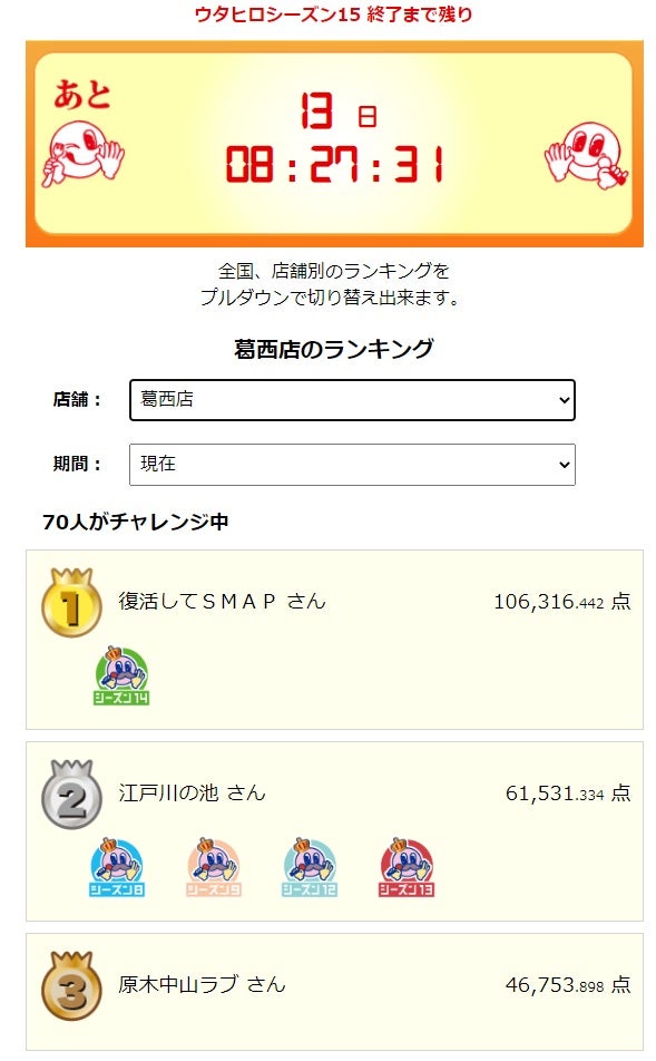 歌広場ランキングバトル 原木中山ラブ 原木れい Barakinakayamaloveブログ