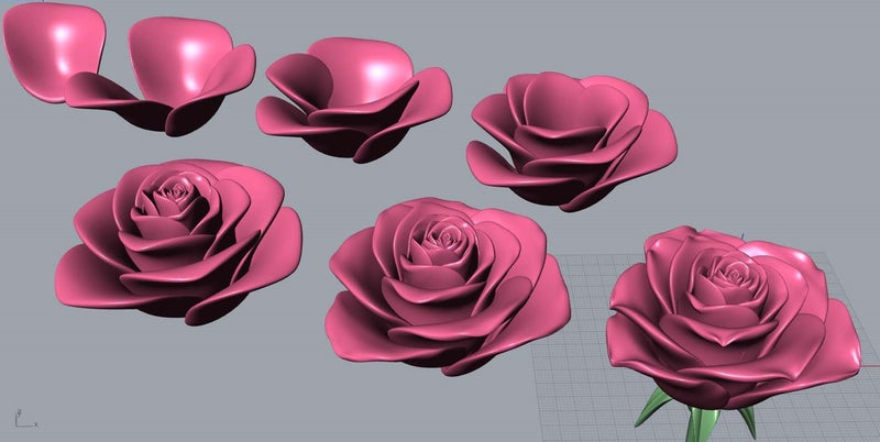 3d 薔薇の花 ジュエリーワンポイントレッスン10８ アテナ宝石デザイン研究所
