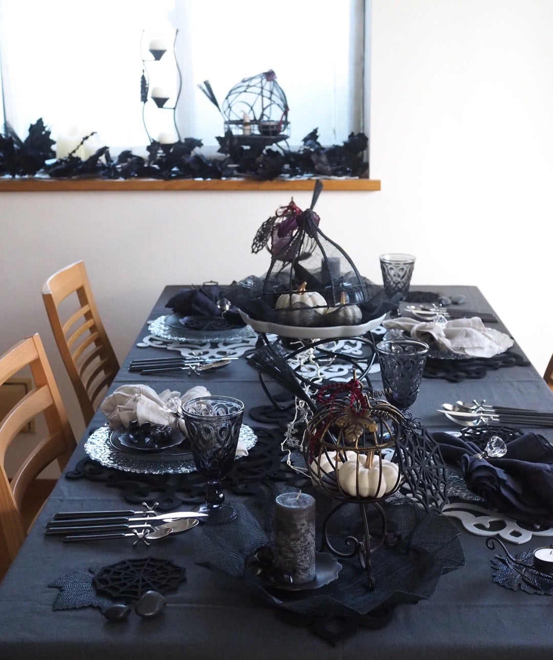 470円 新作製品、世界最高品質人気! desikaky ハロウィン テーブルランナー テーブルセンター 食卓ランナー 満月 黒猫の柄 ハロウィン雰囲気 おもて