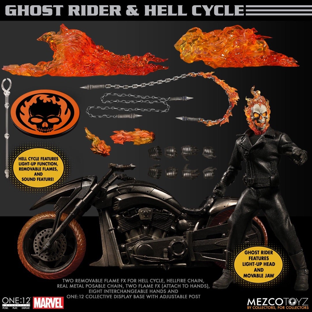 燃え盛る遊び心 - Mezco ONE:12 ゴーストライダー with ヘルサイクル 