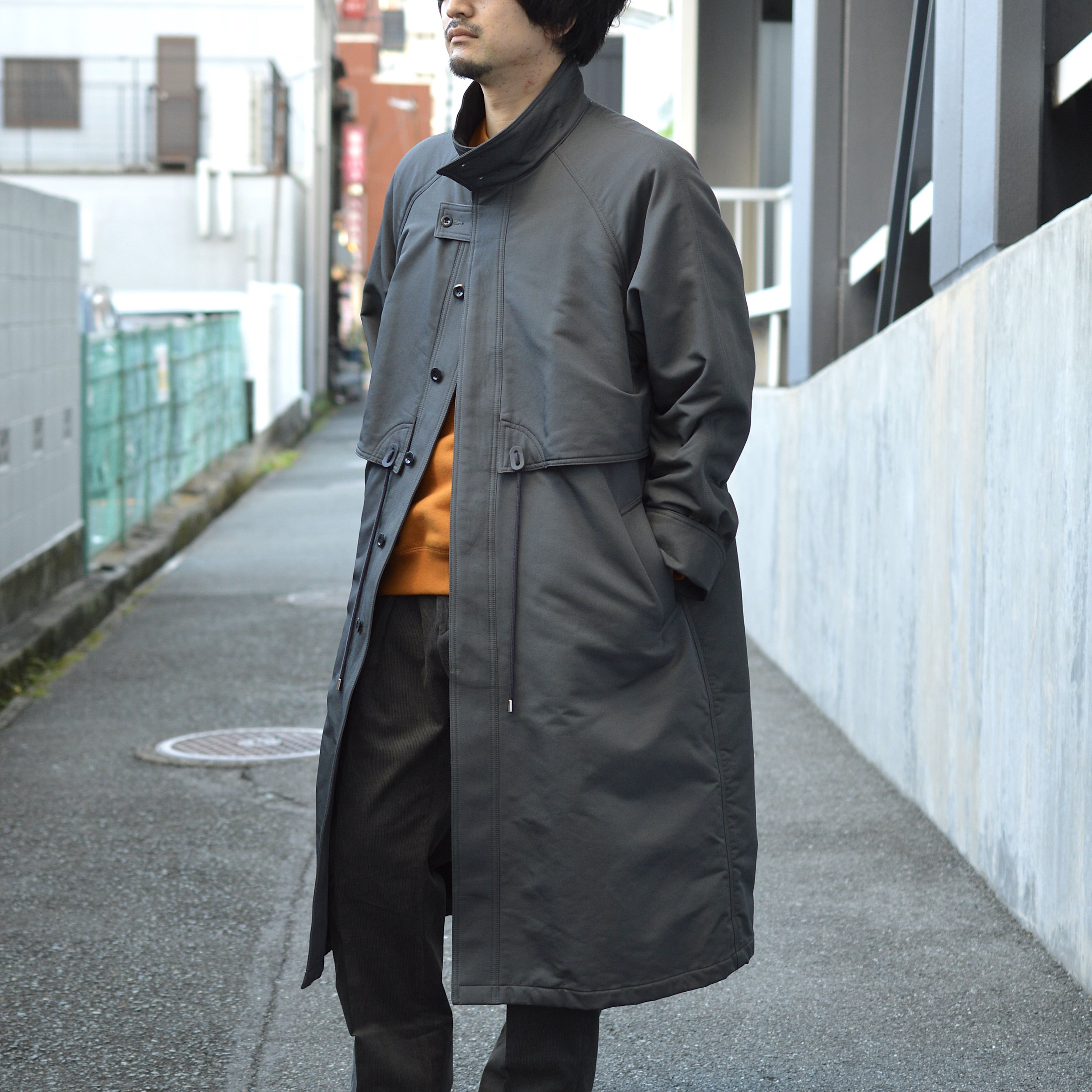 【日本産】 Graphpaper定番 ステンカラーコート ネイビー 1 初年度型 極美品 ステンカラーコート