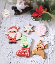 クリスマスプレゼントはアイシングクッキー 富山アイシングクッキー フラワーケーキ 植物性素材だけで作るスイーツ教室 スイーツ工房プリエール 資格も取れる教室