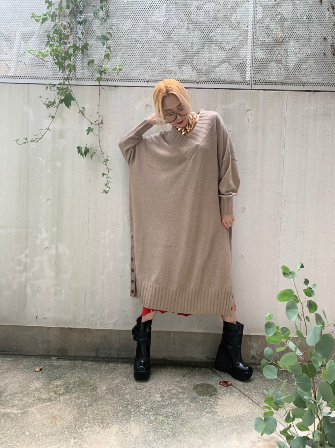 WRINN】カシミアサイドスリットワンピース グレー 一番人気物 e WRINN】カシミアサイドスリットワンピース グレー 一番人気物 e
