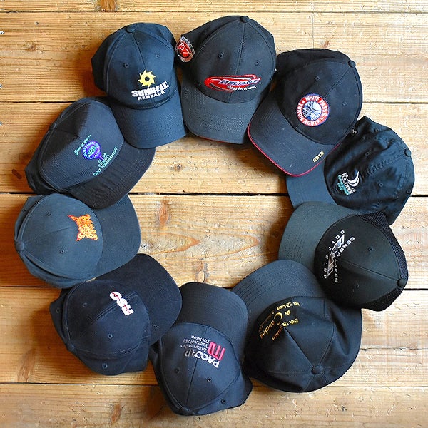 USA企業物ブラックキャップ帽子＠古着屋カチカチ
