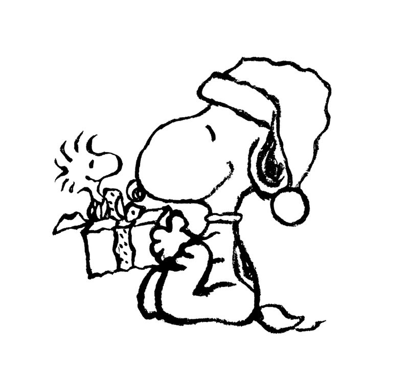 癒しのスヌーピーイラスト その853 サンタスヌーピーのクリスマスプレゼント ヒーリングアーティストうきたの夢枕