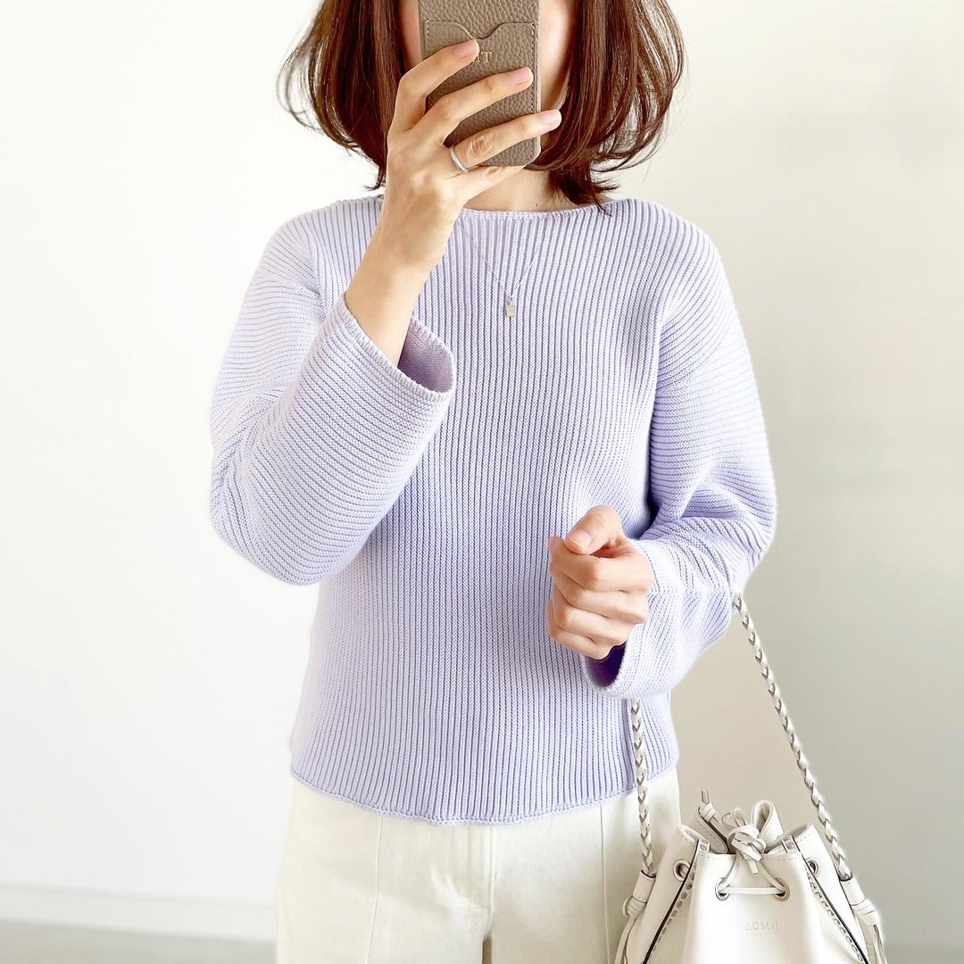 ユニクロ UNIQLO 3Dコットンリブボートネックセーター リブニット