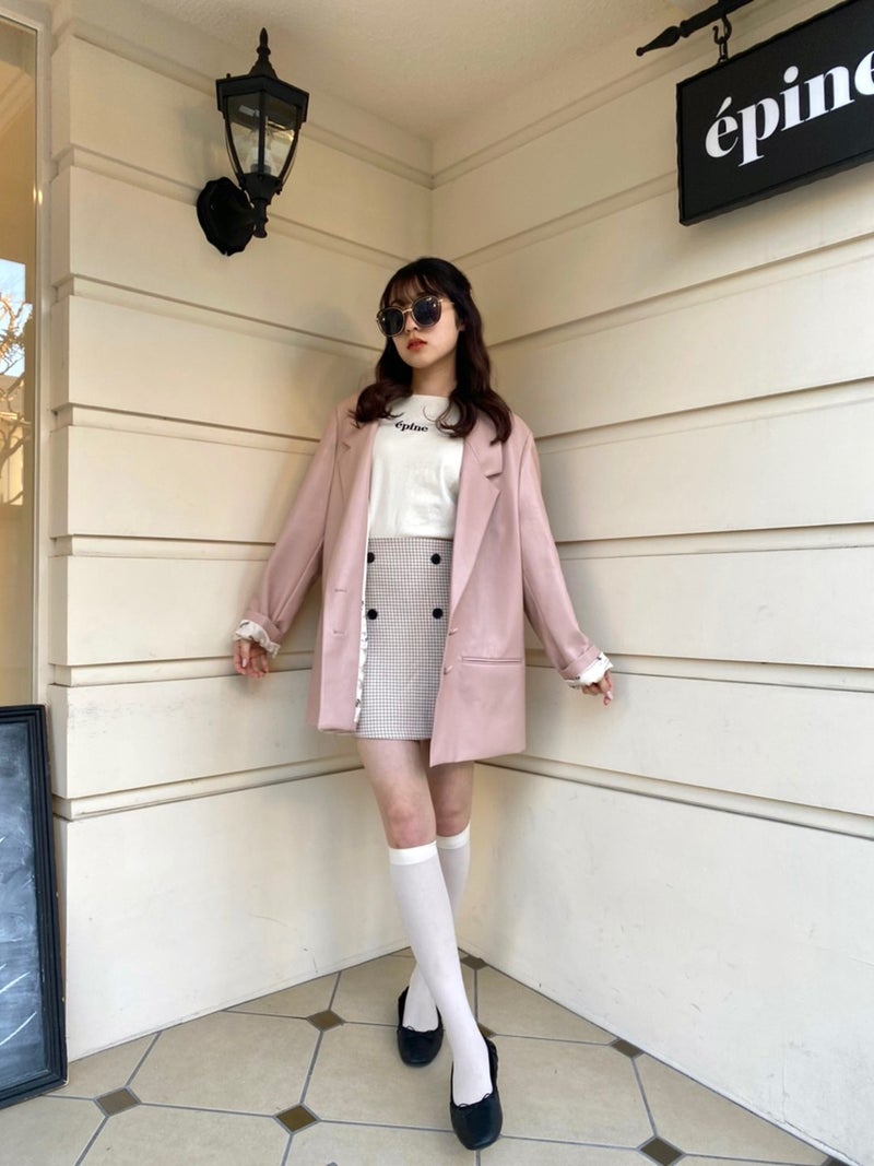 【海外 logo レザージャケット jacket epine leather pink アウター