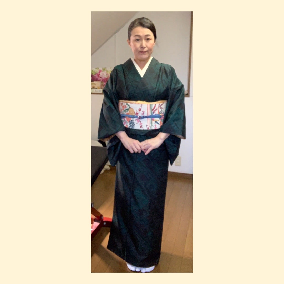 大島紬と京紅型の帯で | 地元京都を着物で楽しむプチプラコーデ日記
