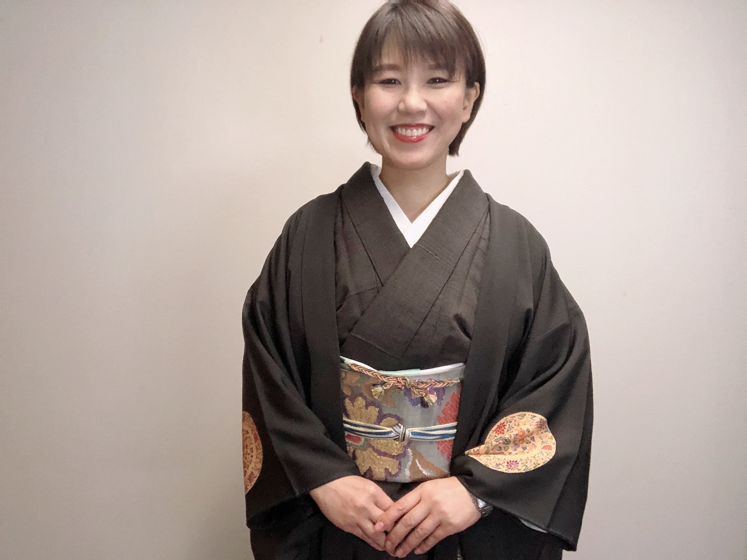 着物コーディネート】金糸入りしゃれ袋帯で、お相手に敬意を表した地味