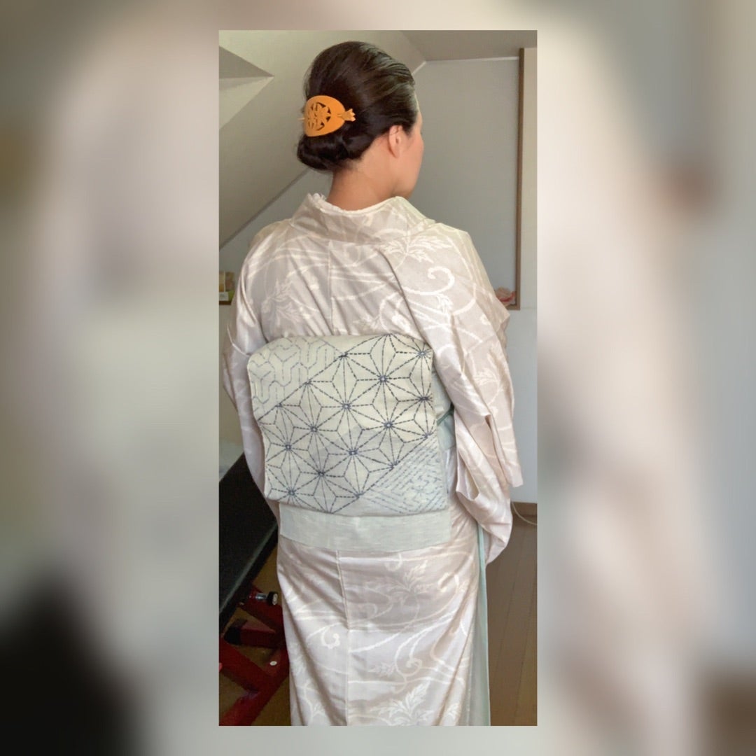 白い着物に合わせた帯 | 地元京都を着物で楽しむプチプラコーデ日記