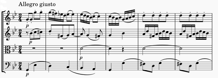 ボッケリーニ：弦楽四重奏曲 ト短調 G.205 作品32の５ | 室内楽の聴譜