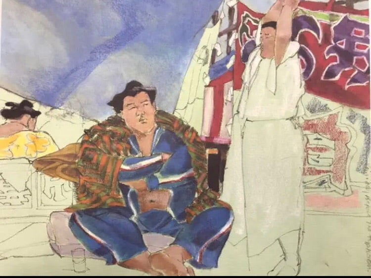 相撲画家 松岡リン「播竜山」リン・スターム・レビィ画集「相撲の