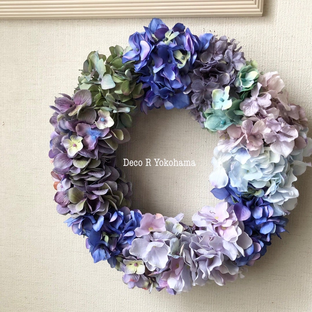 初夏を彩る 色とりどり”紫陽花リース” | Deco R Yokohamaの気まぐれ花日記