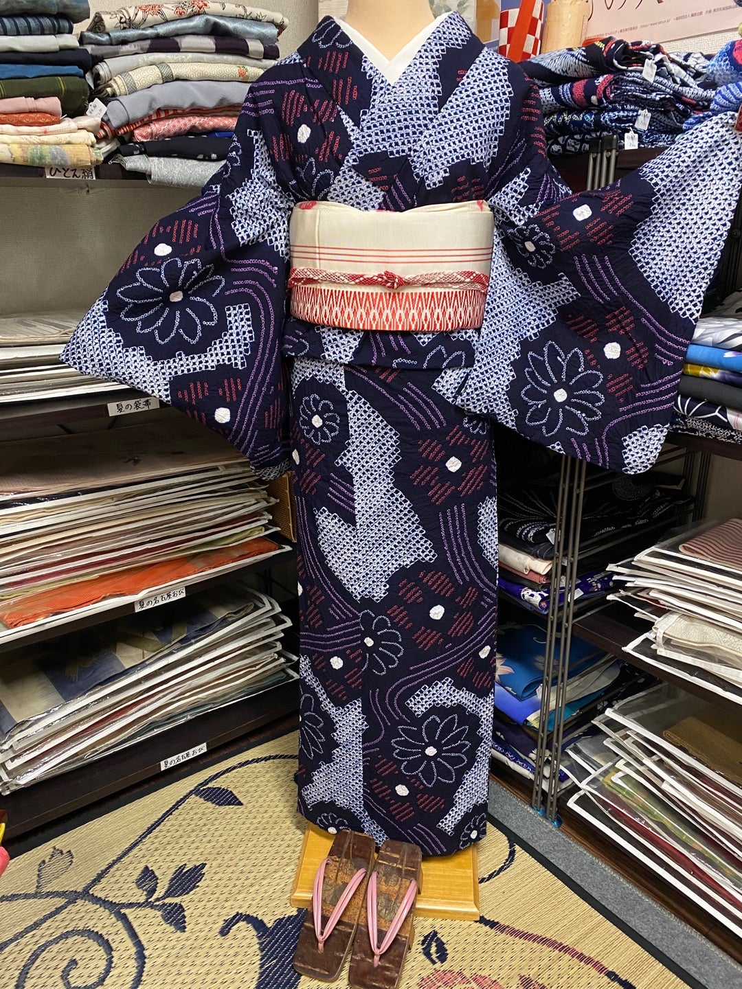 有松鳴海絞り浴衣を粋な着物風にコーデ | 高円寺のアンティーク