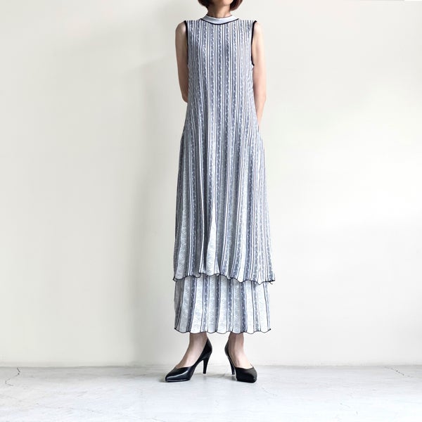 Floral stripe jacquard knitted dress | wic-capital.net