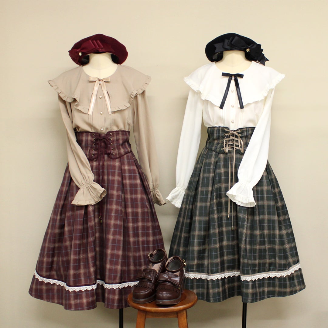 ◇ラッフルフリルカラーブラウス&Mademoiselleコルセット風 ◇ラッフルフリルカラーブラウス&Mademoiselleコルセット風