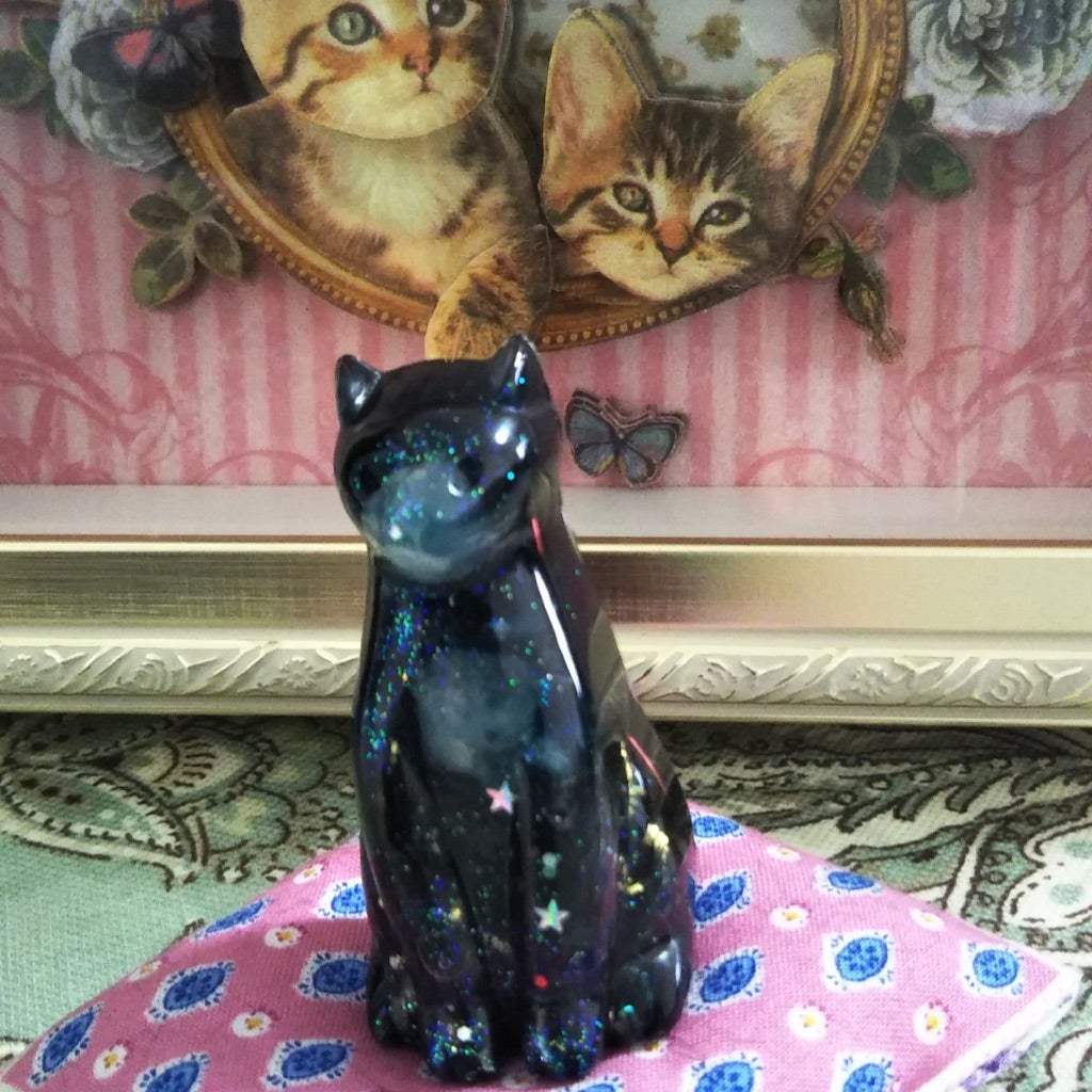 ️お客様撮影レポ ️ 黒猫くんとくろねこオルゴナイト | ˚ ₊小さな世界の物語 アートクリエイターyocco445♡