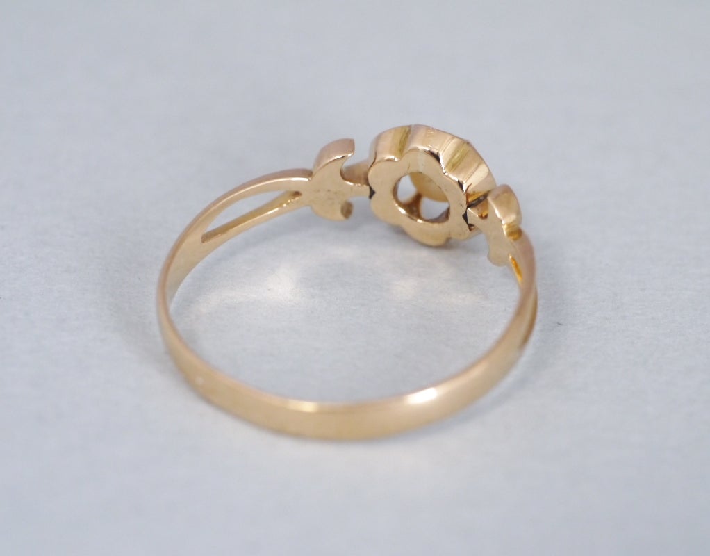 K製 真珠の菊爪リング 大正時代   戦前日本のアンティーク〜銀器