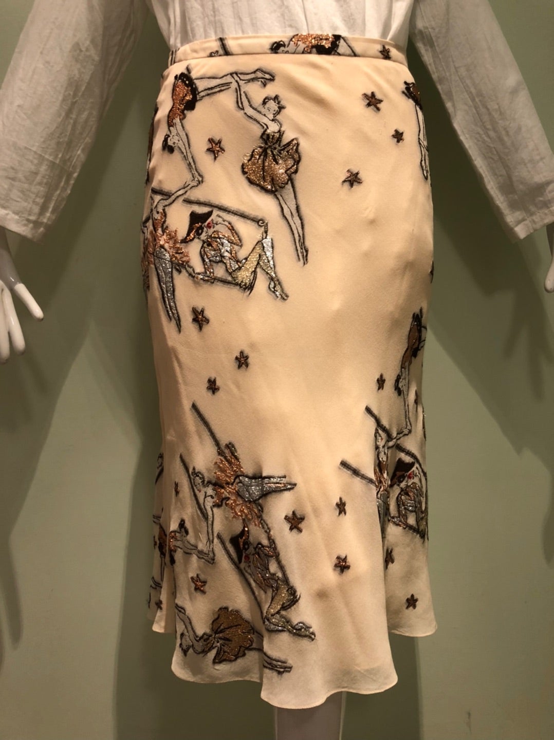 HERMES ヴィンテージ エルメス シルクシフォン 刺繍 スカート | 【Kio Vintage】