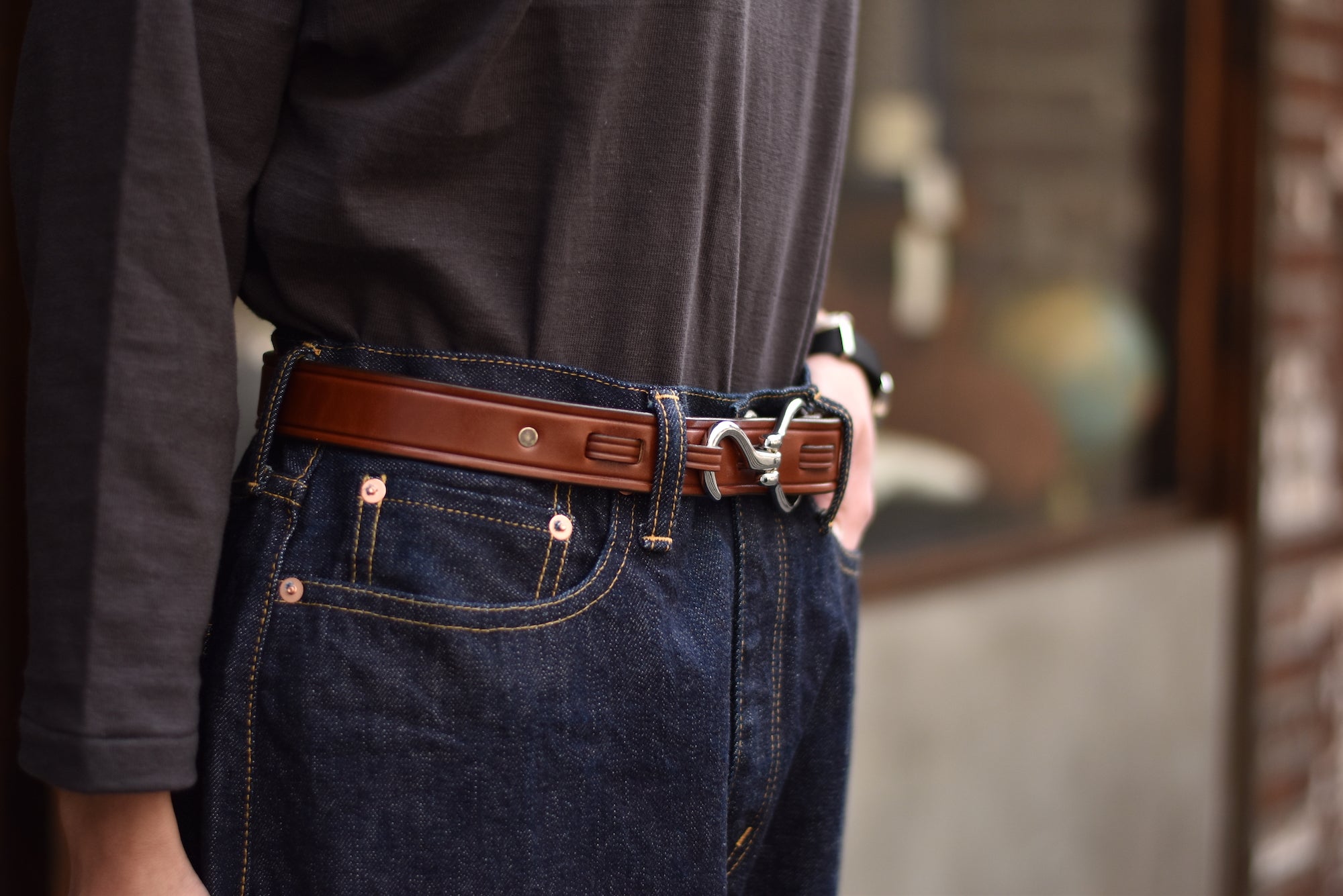 春先取りの 新品 belt western leather TORY 28インチ ベルト 