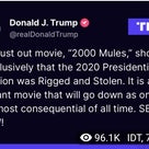 トランプ大統領も絶賛していた2,000ミュールの映画は完璧に違法選挙の証拠を見せていました！の記事より
