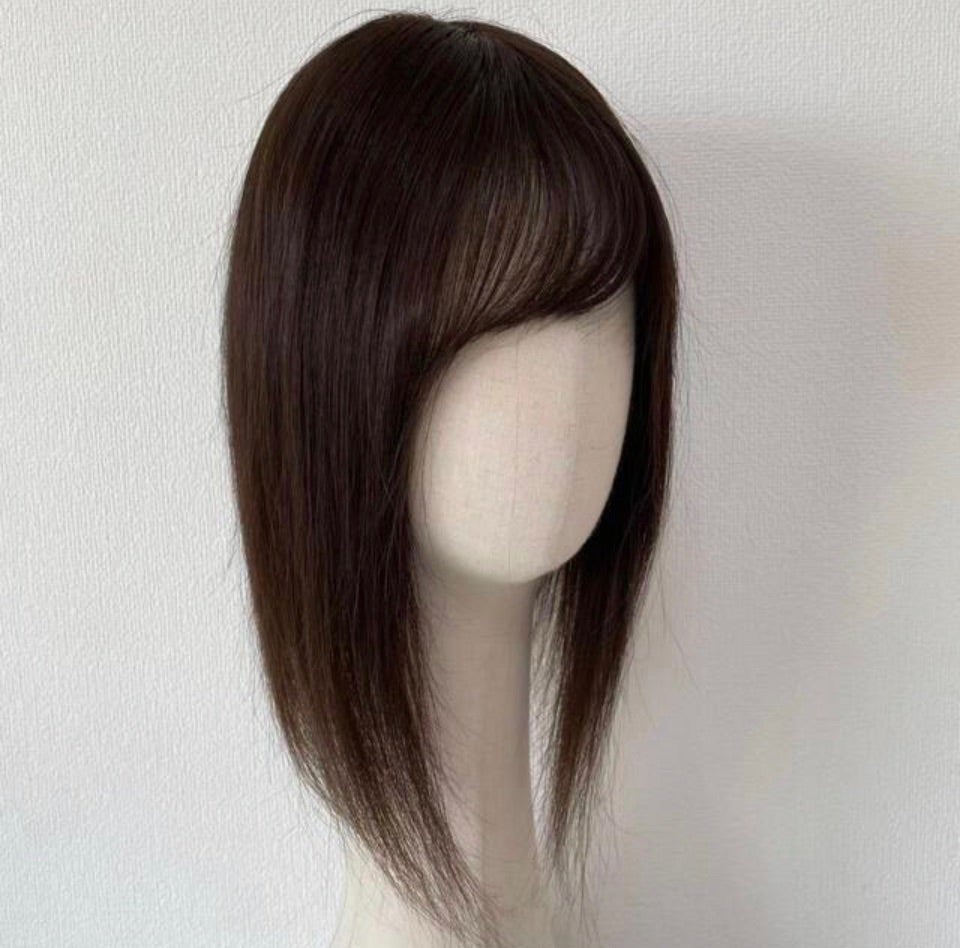 未カットヘアピース 百合子レミー人毛100%ウィッグ 帽子 【一部予約