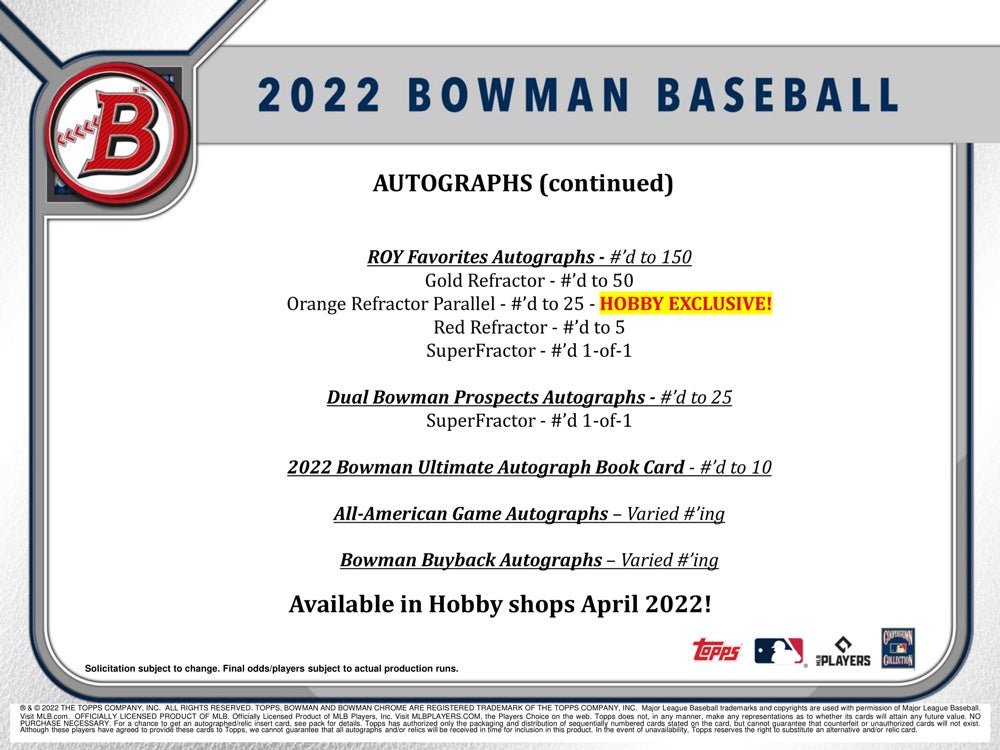 MLB 2022 Bowman Baseball 好評発売中！ | カードファナティック ブログ