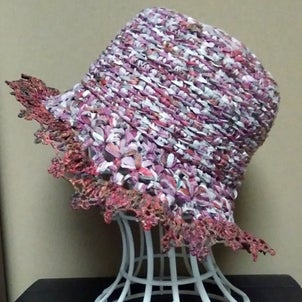 100均糸で折り畳み帽子♡メタリックヤーンのベルト☆博物学の本の画像