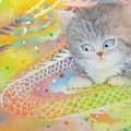 龍神さんを描く　虹龍様と猫