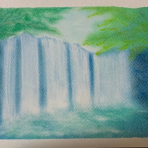 今日は滝のある風景を描いてみましたの画像