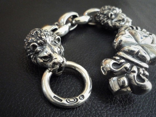 ガボール 4 Heart Crown ID with 2 Lions Bracelet ガボール 4 Heart Crown ID with 2 Lions Bracelet