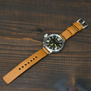かなりゴツイ腕時計のベルトを厚手のヌメ革でオーダー製作。の画像