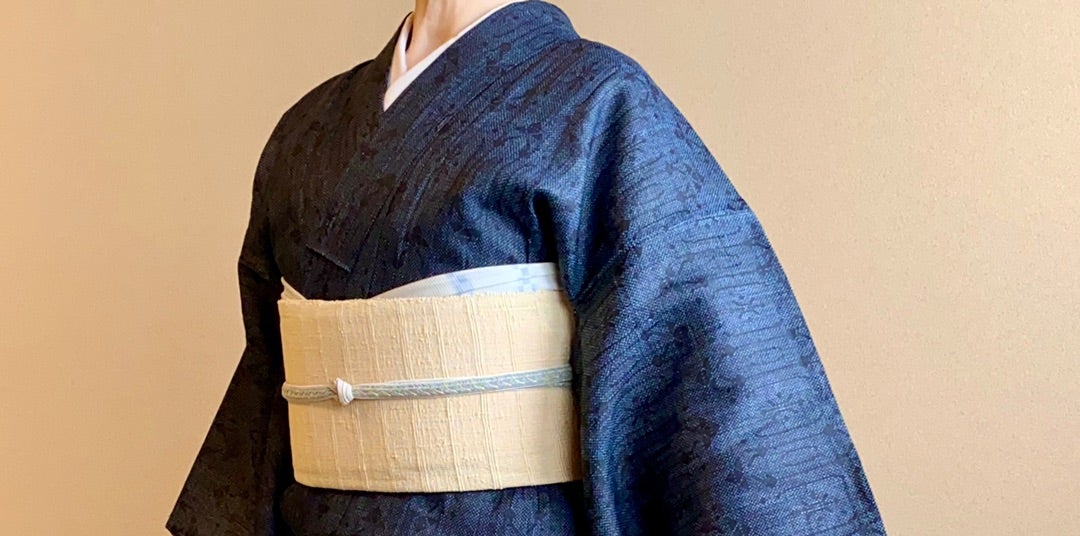 特価商品 宮古上布 着物 麻 着物 総スワトウ蘇州刺繍の袋帯 裄59センチ