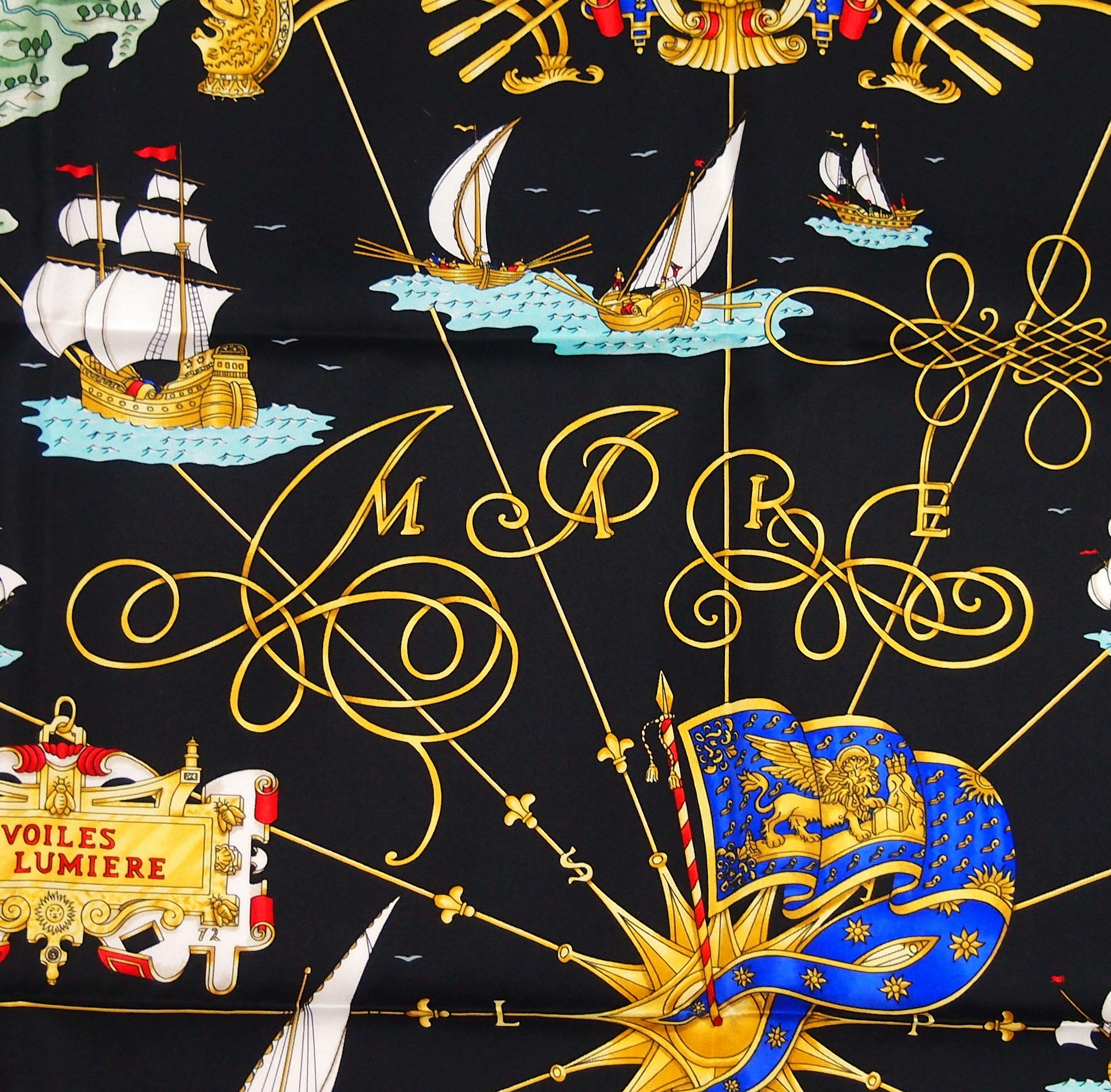 極美品 HERMES エルメス スカーフ カレ90 Voiles de Lumiere 光の帆船 