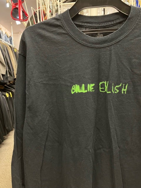 ビリーアイリッシュ Billie Eilish ロゴ Tシャツ 長袖 ロンT 袖ロゴ 黒