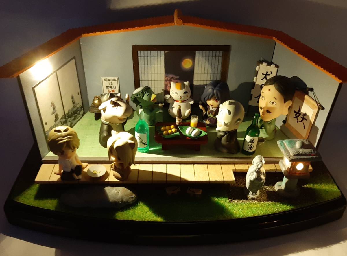 買い物代行 夏目友人帳ジオラマ☆妖怪たちの宴☆犬の会LED電飾、ケース