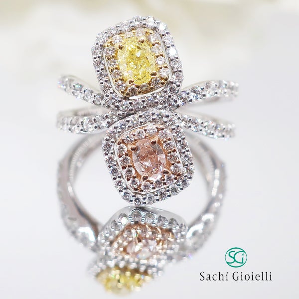 ピンクダイヤモンドとイエローダイヤモンドの贅沢なリング | 銀座