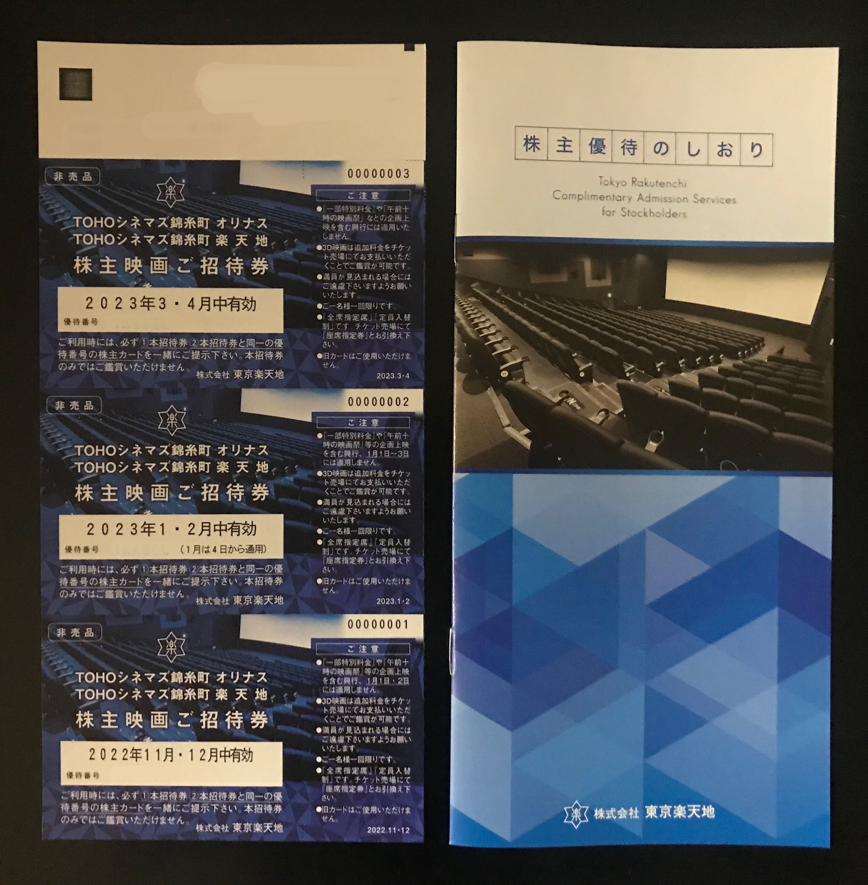 東京楽天地より株主優待 映画ご招待券到着(2022年7月分) | やっぱり