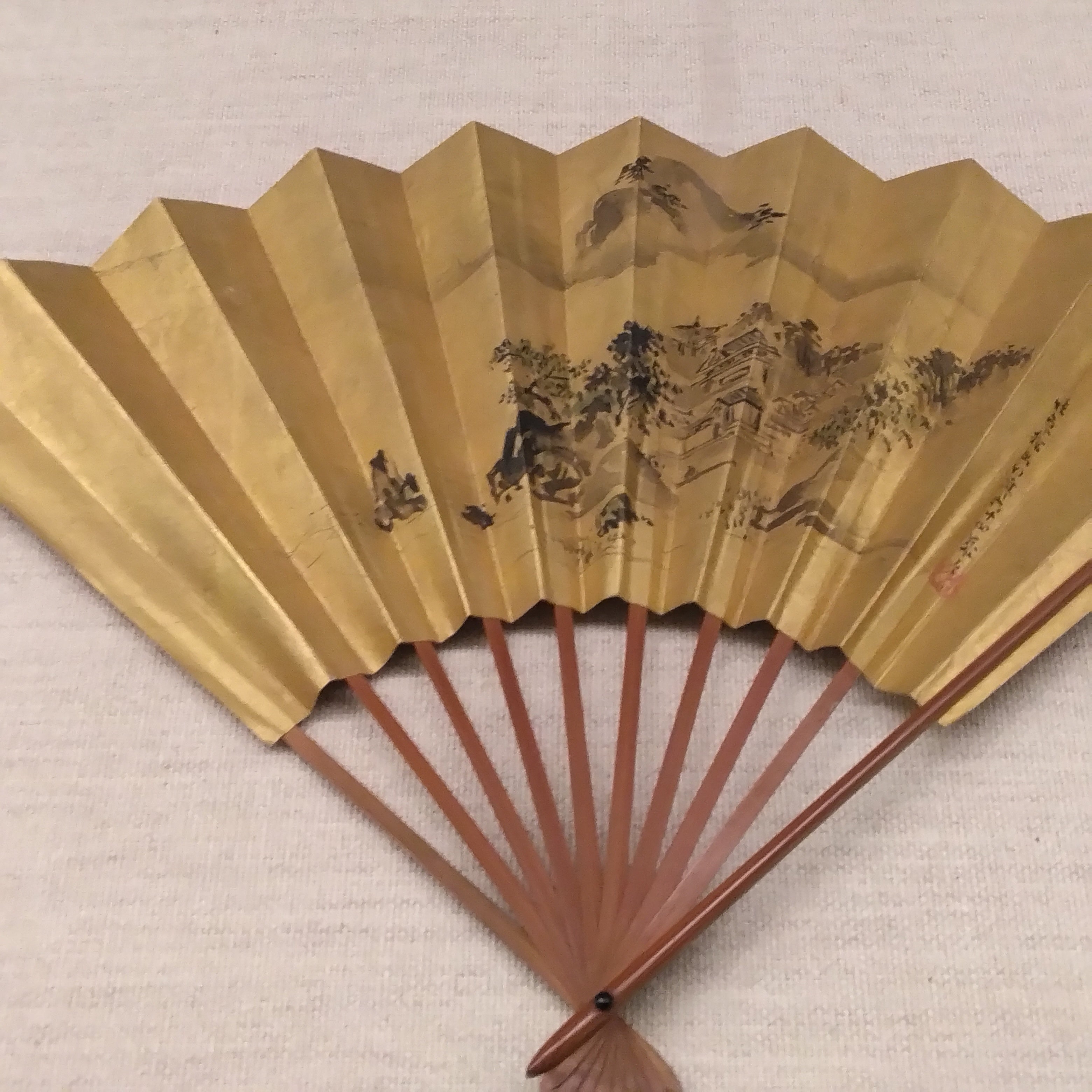 扇面 狩野融川 法眼 画家 絵師 狩野派 直筆 扇 燕 風鈴 書画骨董
