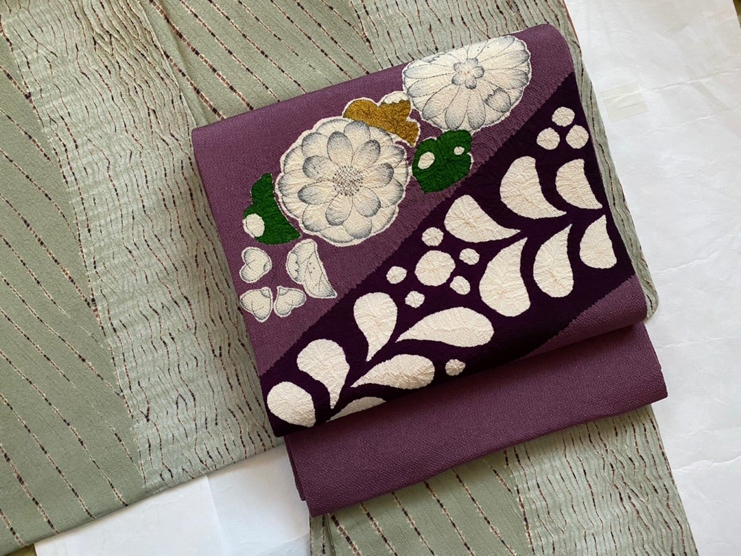絞りの着物に紫の辻が花の帯 | きまぐれ着物日記