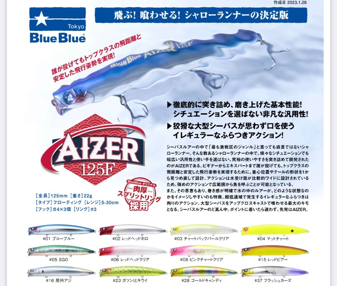 アイザー125F  Blue Blue ピンクチャートクリア　マットチャート