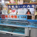 さすが函館朝市！！市場の中に函館名物のイカが回遊する釣堀を作っちゃいました！！【北海道函館市】
