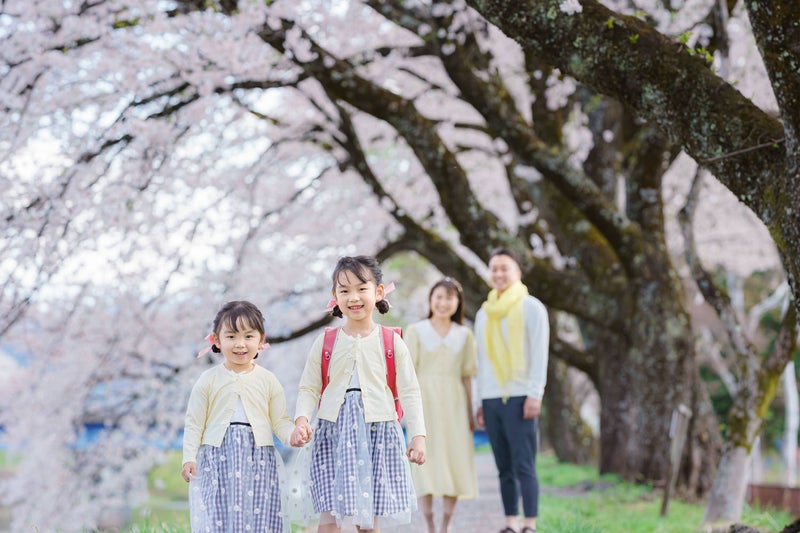 桜シーズンに静岡県のカメラマンが撮影した家族写真