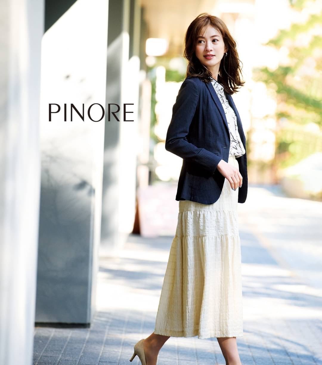 PINORE　KING　日本製　ダークブラウン×ブロンズ　ロングスカート　美品